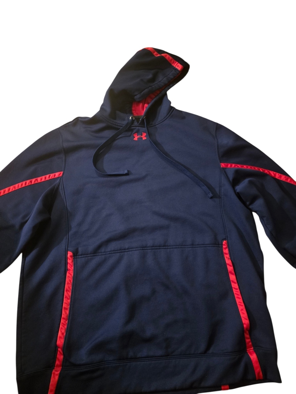 Under Armour Men's Navy Hoodie with Red Accent Trim